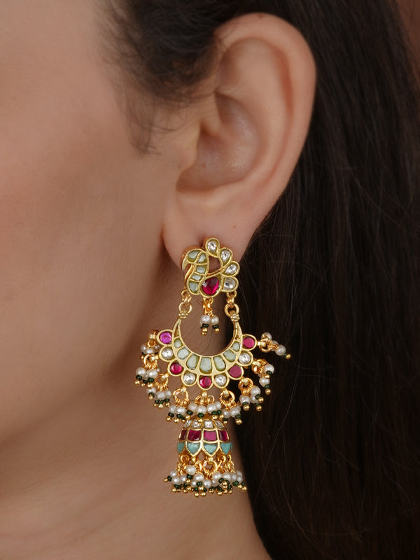 Gold Plated Jadau Kundan Earrings - ME1535