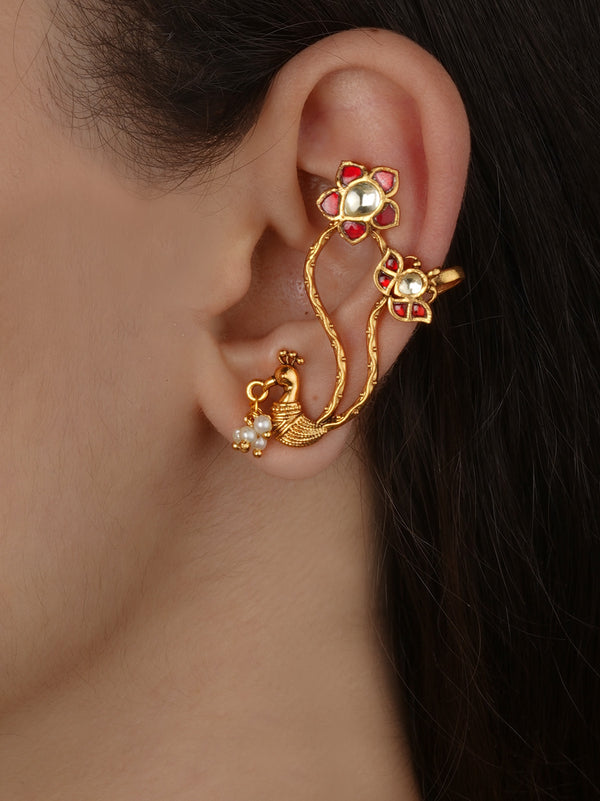 Gold Plated Jadau Kundan Earrings - ME1550