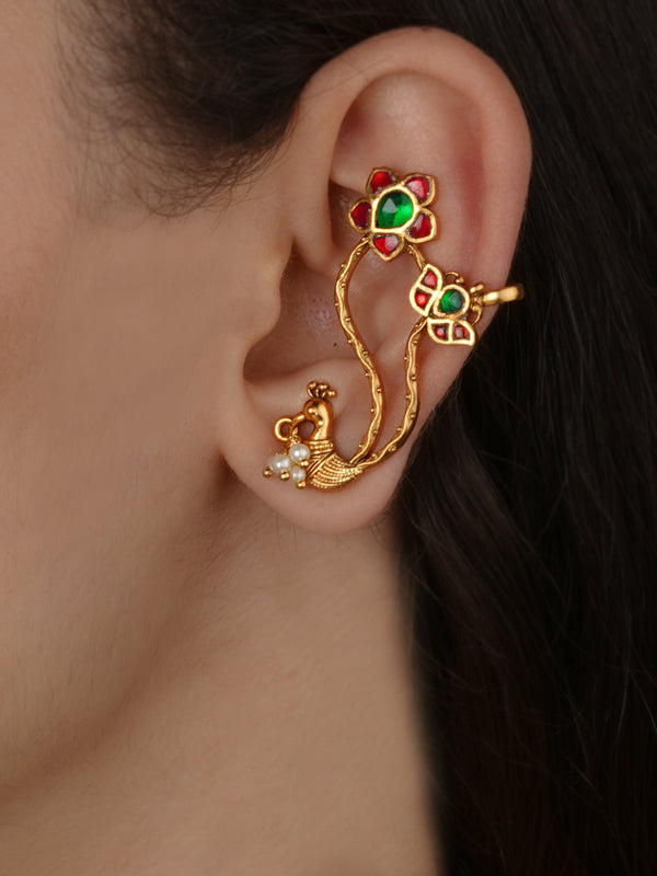 Gold Plated Jadau Kundan Earrings - ME1550