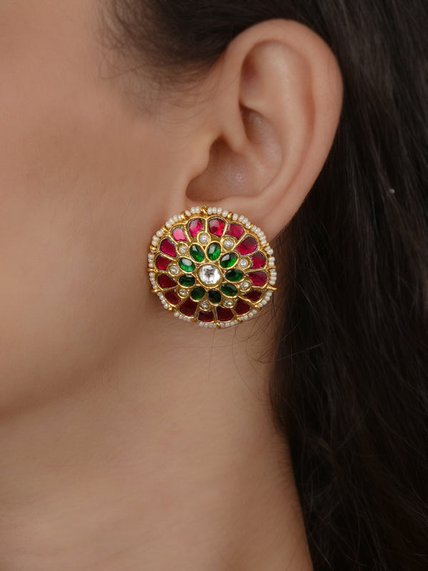 Gold Plated Jadau Kundan Earrings - ME1660