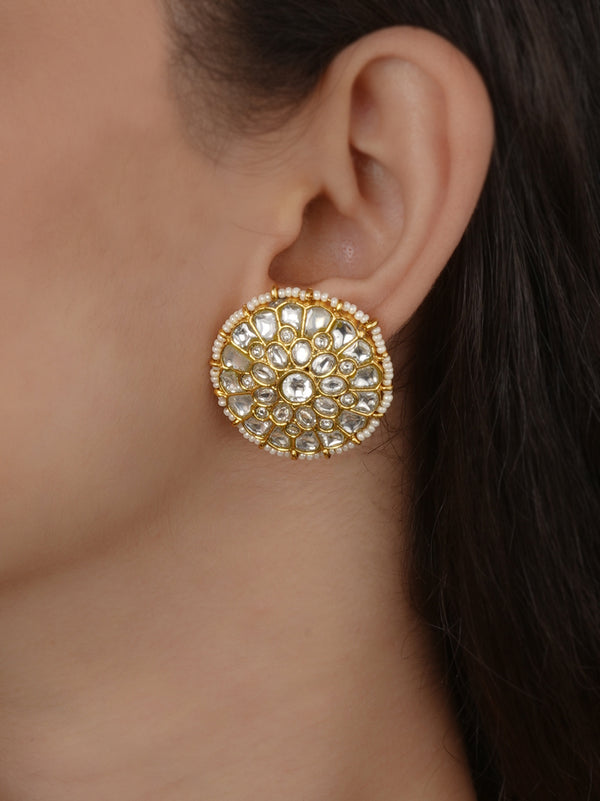 Gold Plated Jadau Kundan Earrings - ME1660