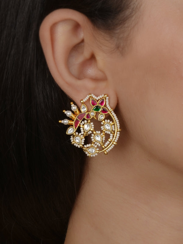 Gold Plated Jadau Kundan Earrings - ME1661