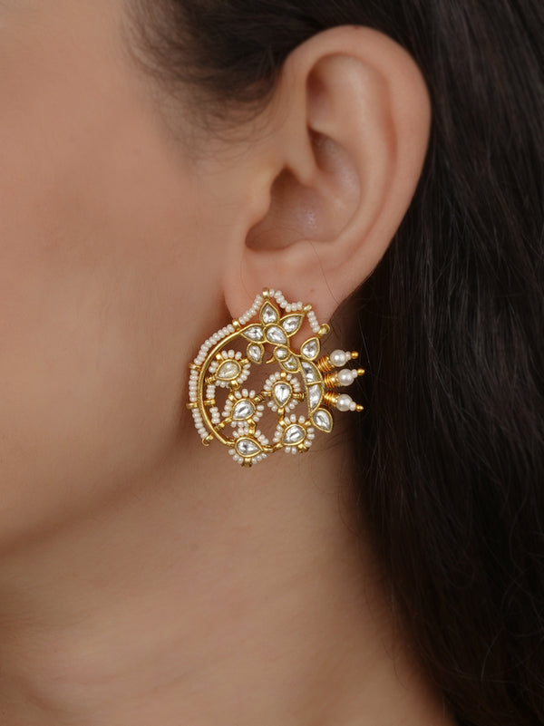 Gold Plated Jadau Kundan Earrings - ME1661