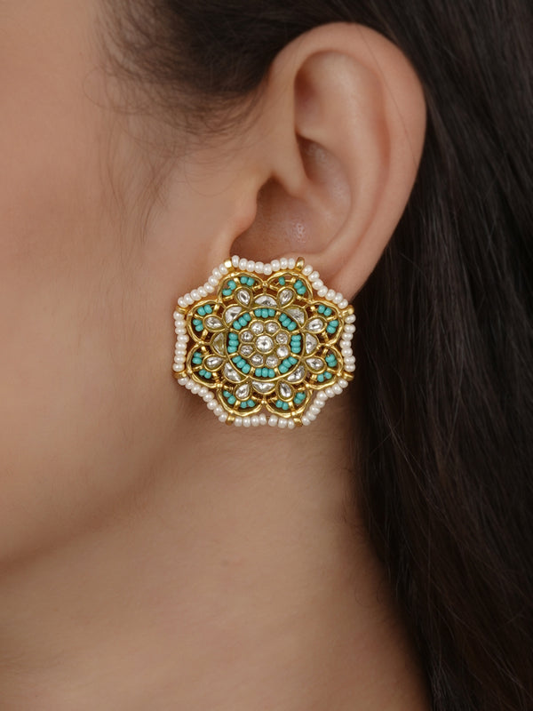 Gold Plated Jadau Kundan Earrings - ME1662