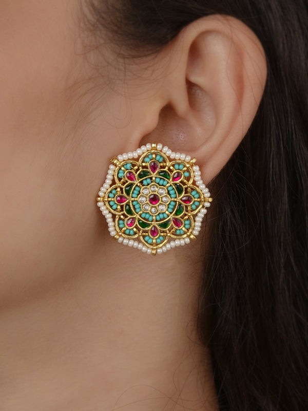 Gold Plated Jadau Kundan Earrings - ME1662
