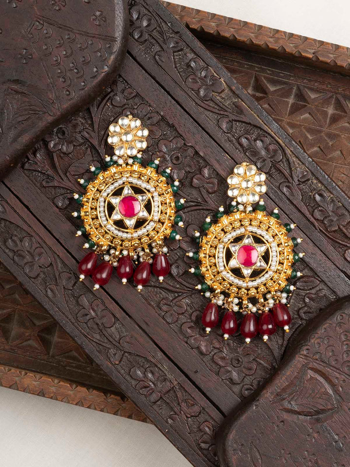 ME238P - Pink Jadau Kundan Earrings