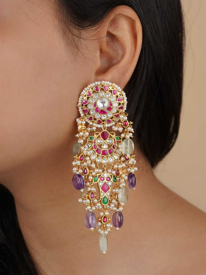 ME723M - Multicolor Jadau Kundan Earrings