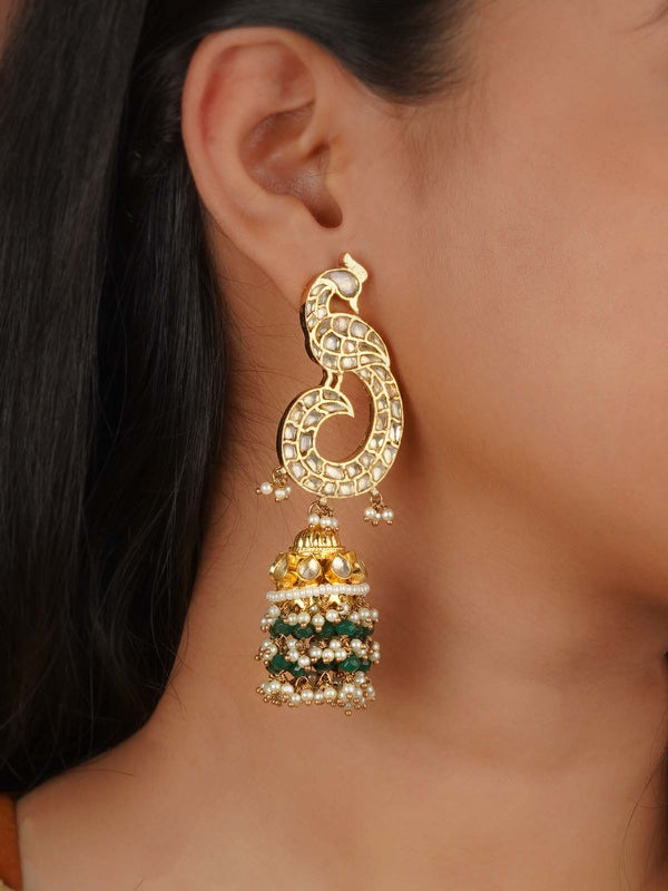 Gold Plated Jadau Kundan Earrings - ME746