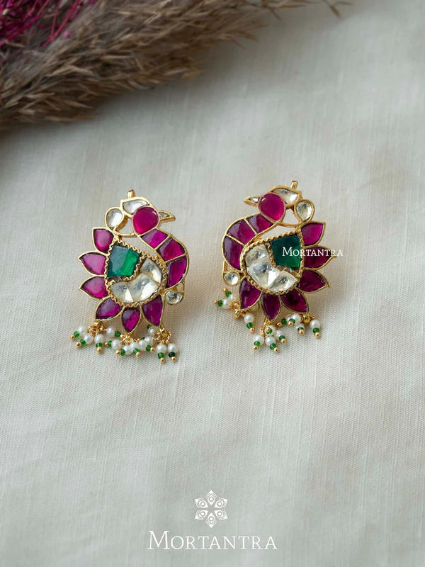 Multicolor Gold Plated Jadau Kundan Earrings - ME751MA