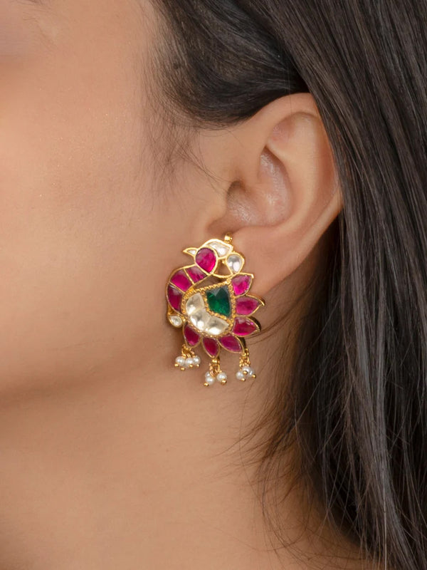 ME751M - Multicolor Gold Plated Jadau Kundan Earrings