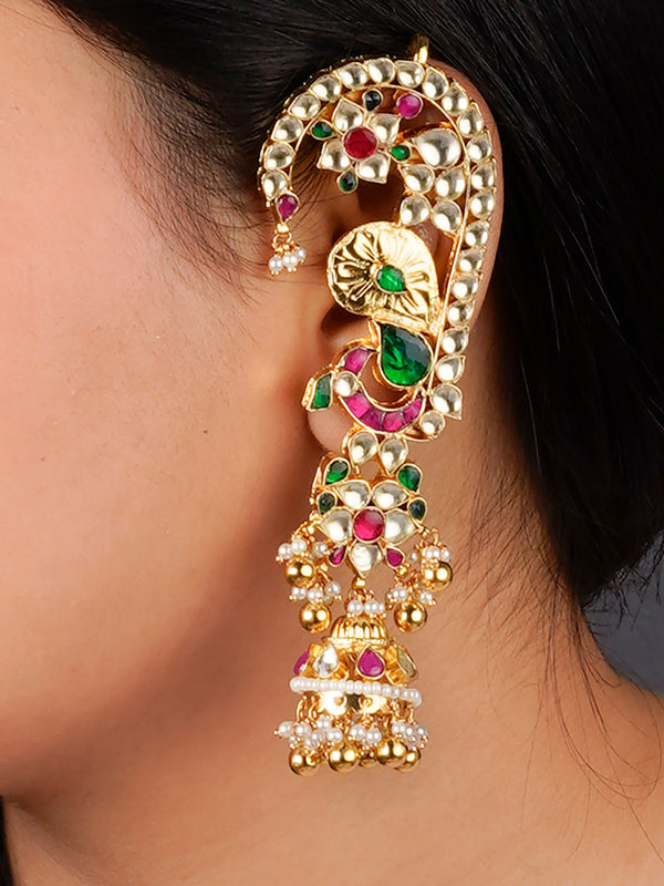 ME78 - Multicolor Gold Plated Jadau Kundan Earrings