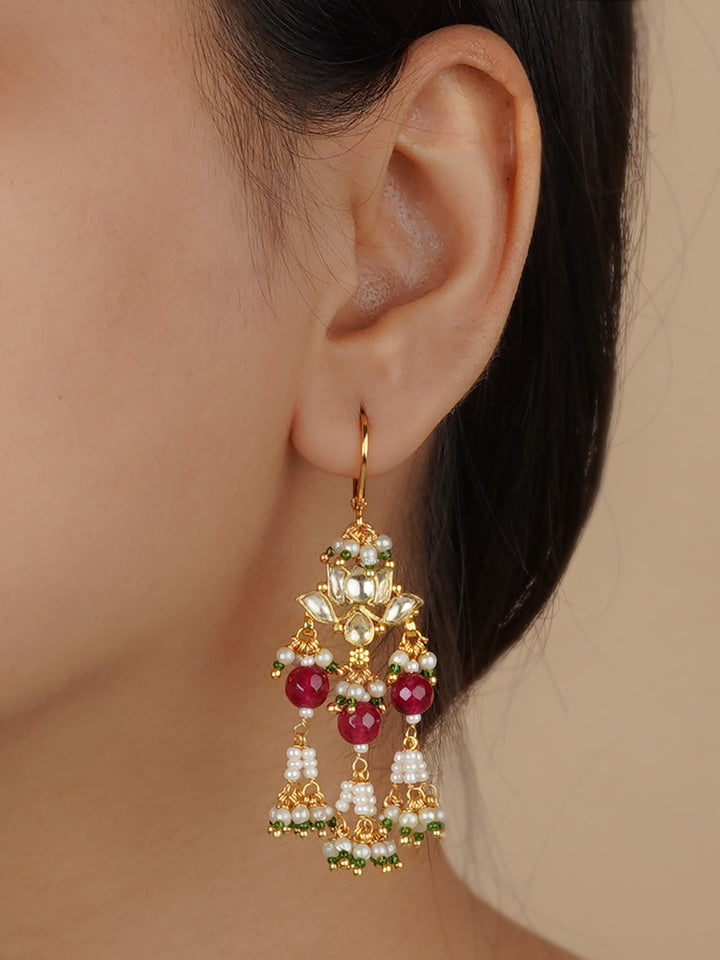 ME910YA - Multicolor Jadau Kundan Earrings