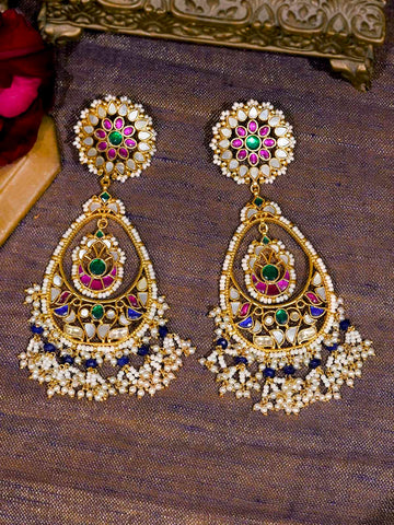 Stylish Kundan & Pearl Beaded Gold Earring at Rs 60700/pair | Ajmer Road |  Jaipur | ID: 24807480262