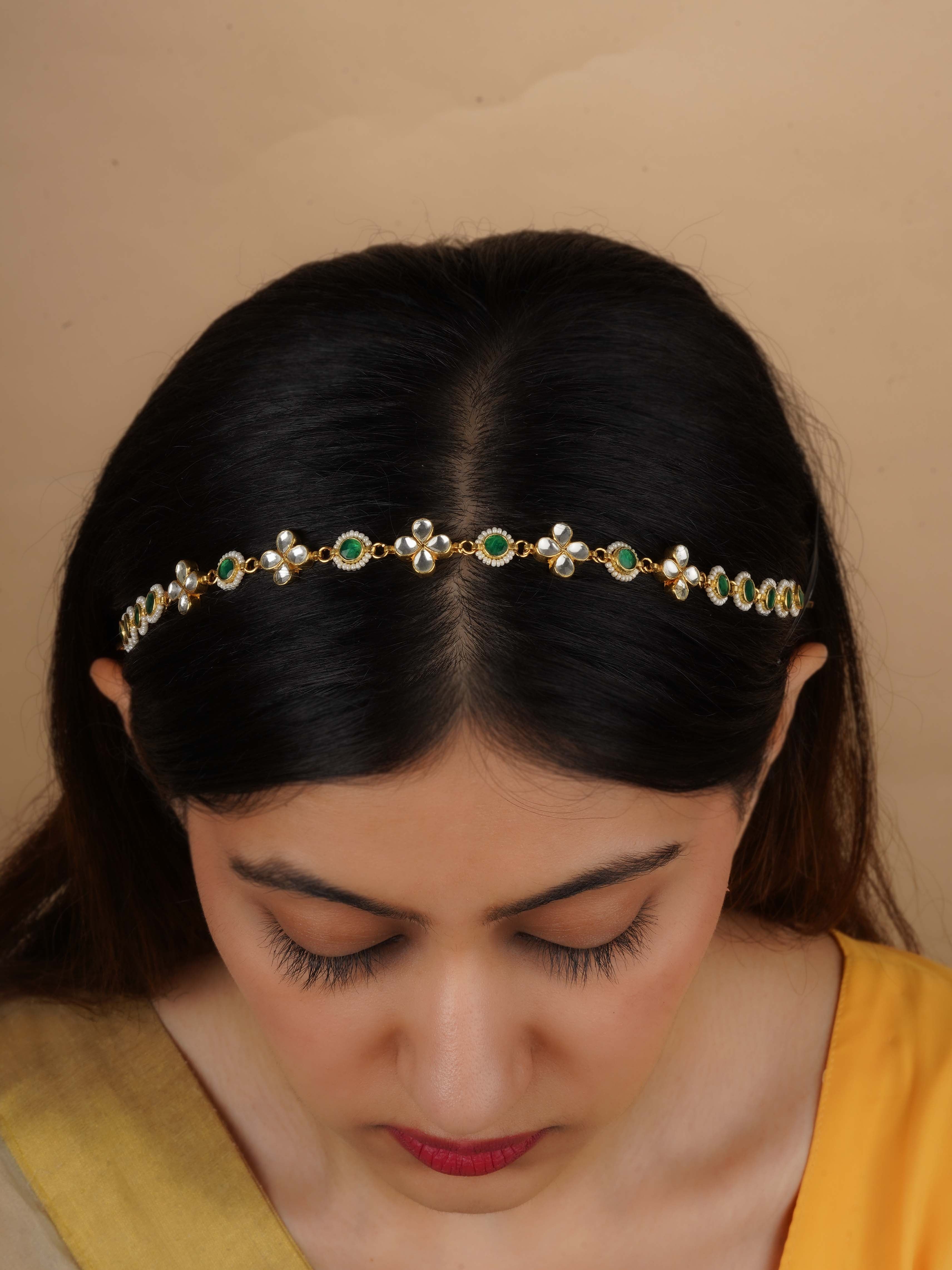 Sheeshphool/ Rajwadi Kundan Pearl Bridal Mathapatti / Kundan Hair Jewelry /Indian wedding Sheeshphool /Kundan Headpiece/ buy Jadau Sheeshphool