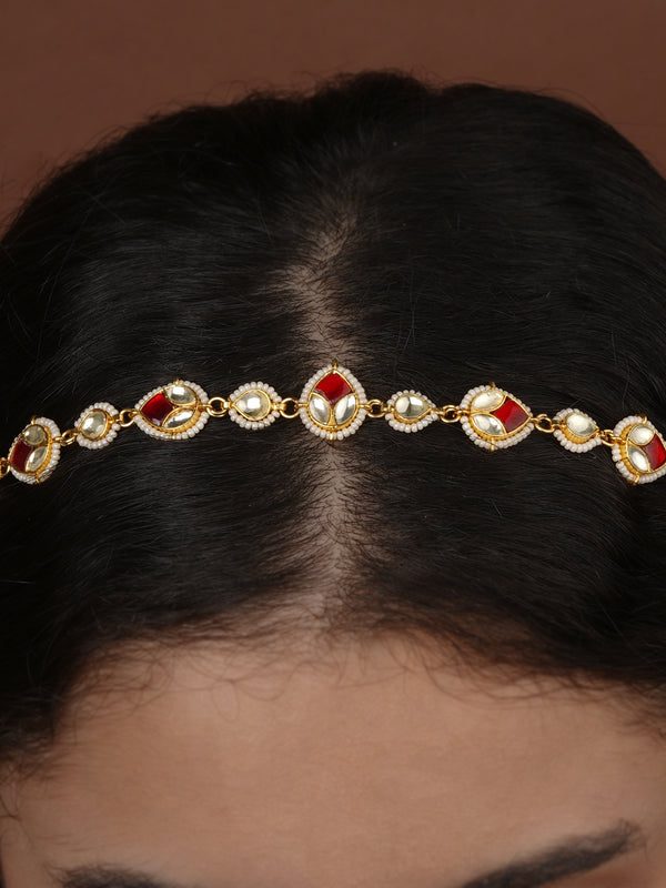 Gold Plated Jadau Kundan Sheeshphool - MHA186