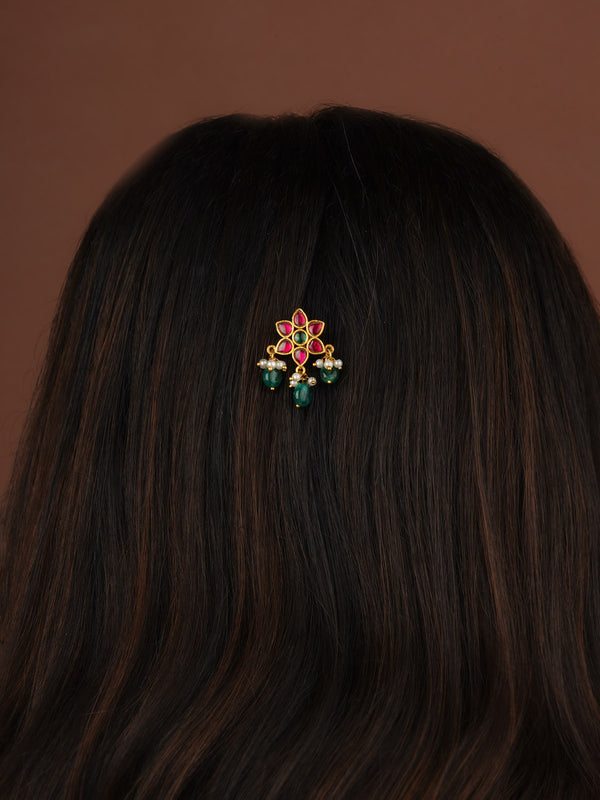 Gold Plated Jadau Kundan Braid Accessories - MHA229