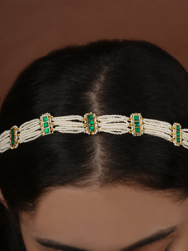 Gold Plated Jadau Kundan Sheeshphool - MHA243