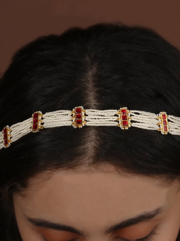 Gold Plated Jadau Kundan Sheeshphool - MHA243