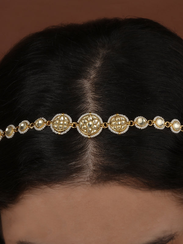 Gold Plated Jadau Kundan Sheeshphool - MHA244