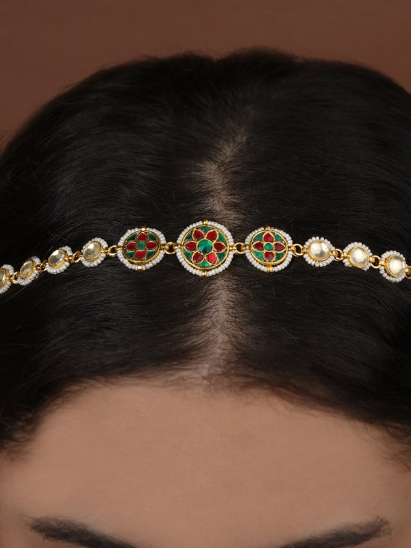 Gold Plated Jadau Kundan Sheeshphool - MHA244