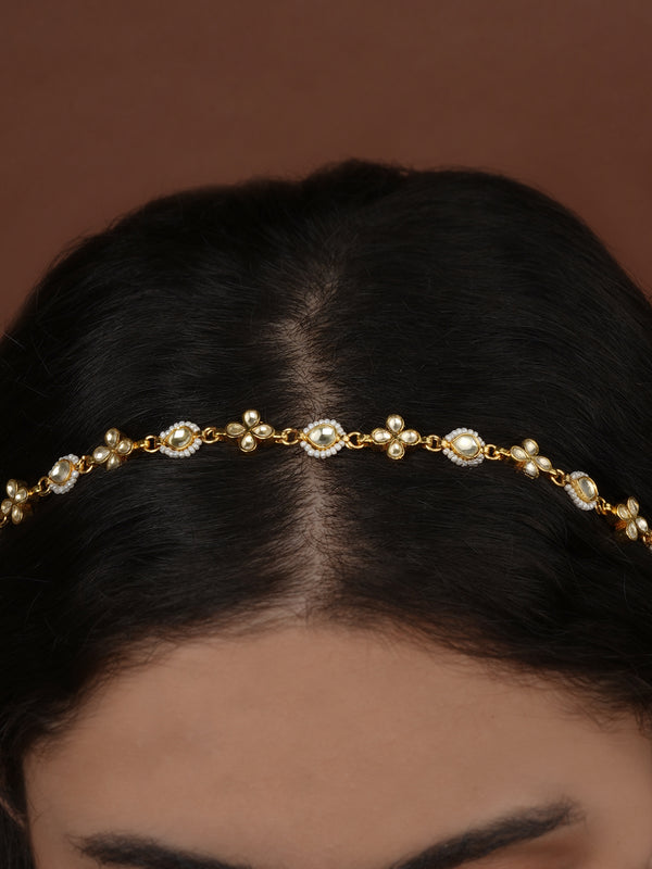 Gold Plated Jadau Kundan Sheeshphool - MHA245