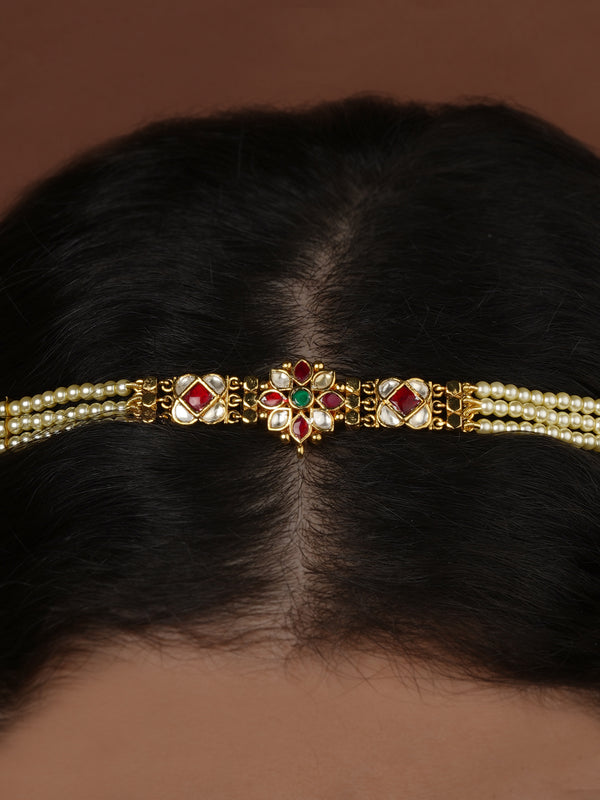 Gold Plated Jadau Kundan Sheeshphool - MHA248