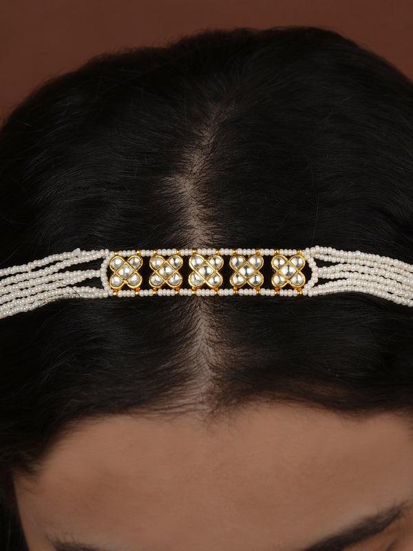 Gold Plated Jadau Kundan Sheeshphool - MHA249