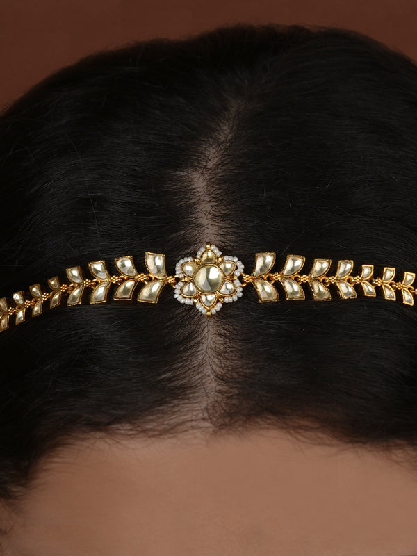 Gold Plated Jadau Kundan Sheeshphool - MHA250