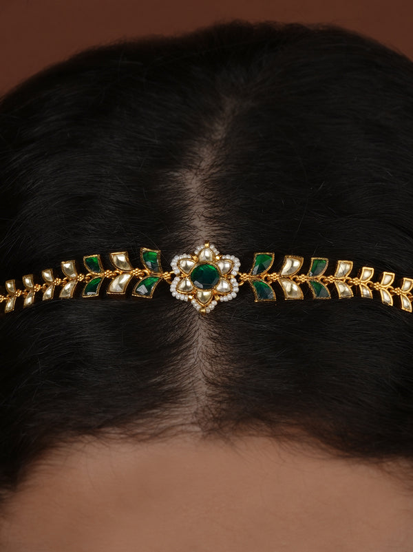 Gold Plated Jadau Kundan Sheeshphool - MHA250