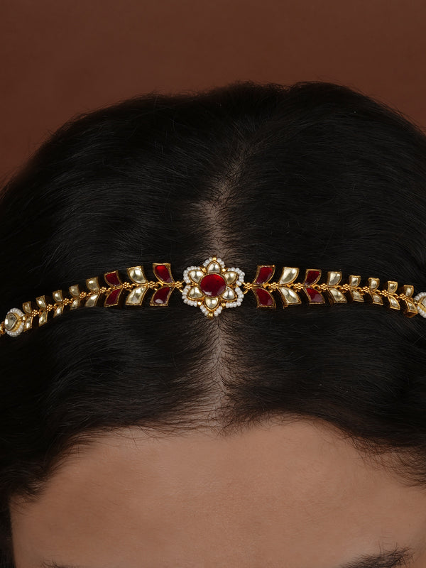 Gold Plated Jadau Kundan Sheeshphool - MHA250