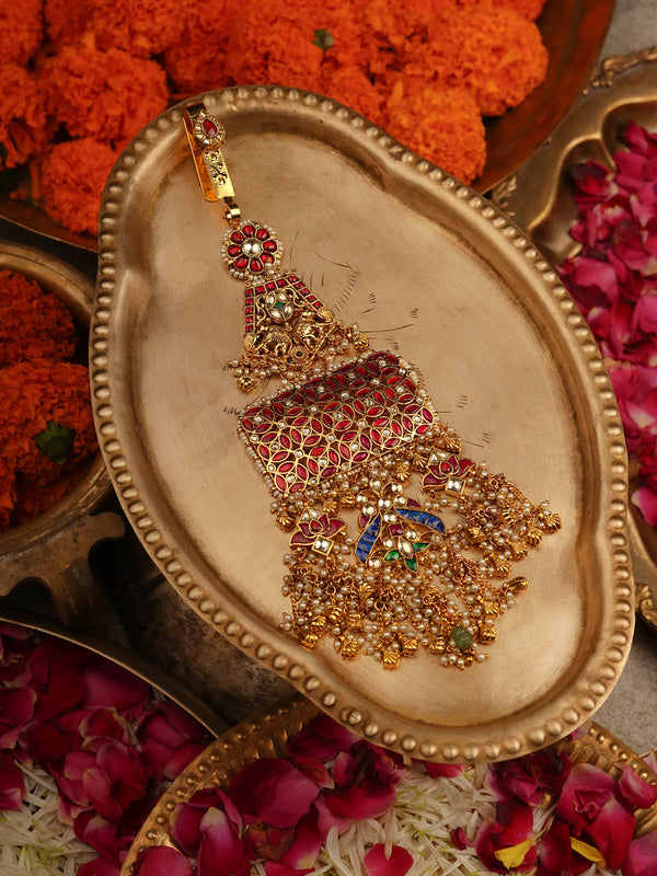 Multicolor Gold Plated Jadau Kundan Juda - MJ12M