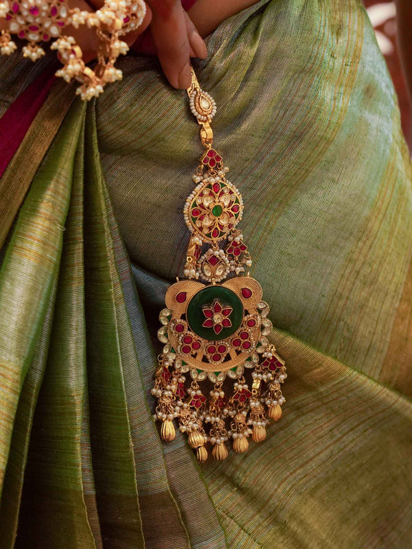 Multicolor Gold Plated Jadau Kundan Juda - MJ14M