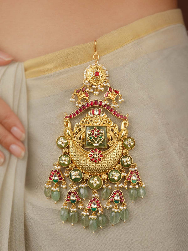 Multicolor Gold Plated Jadau Kundan Juda - MJ15M