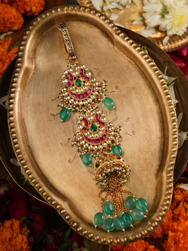 Multicolor Gold Plated Jadau Kundan Juda - MJ3M