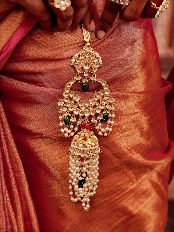 Multicolor Gold Plated Jadau Kundan Juda - MJ6Y