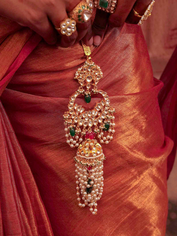 Multicolor Gold Plated Jadau Kundan Juda - MJ6Y