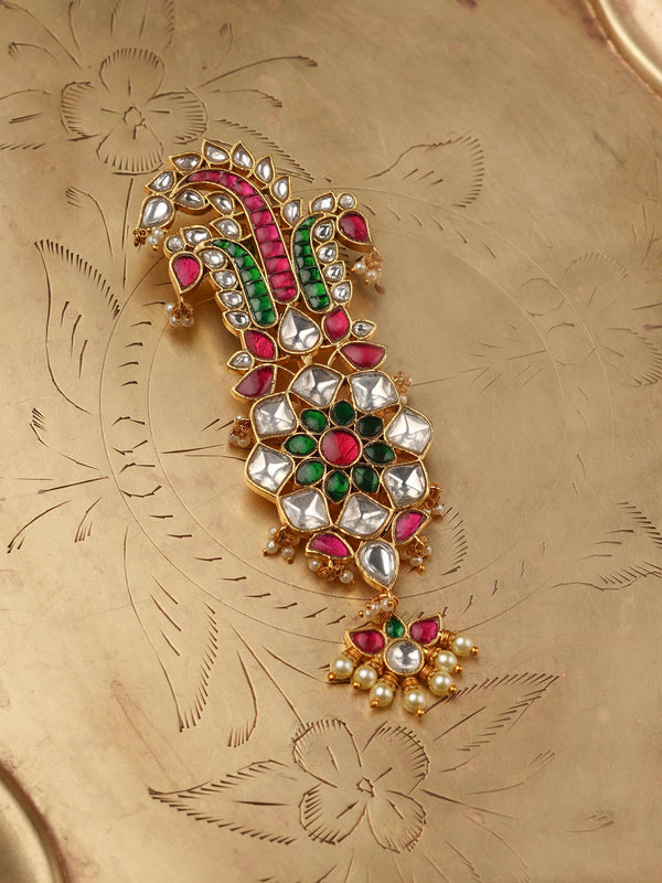 Multicolor Gold Plated Jadau Kundan Kalangi - MKLG20M