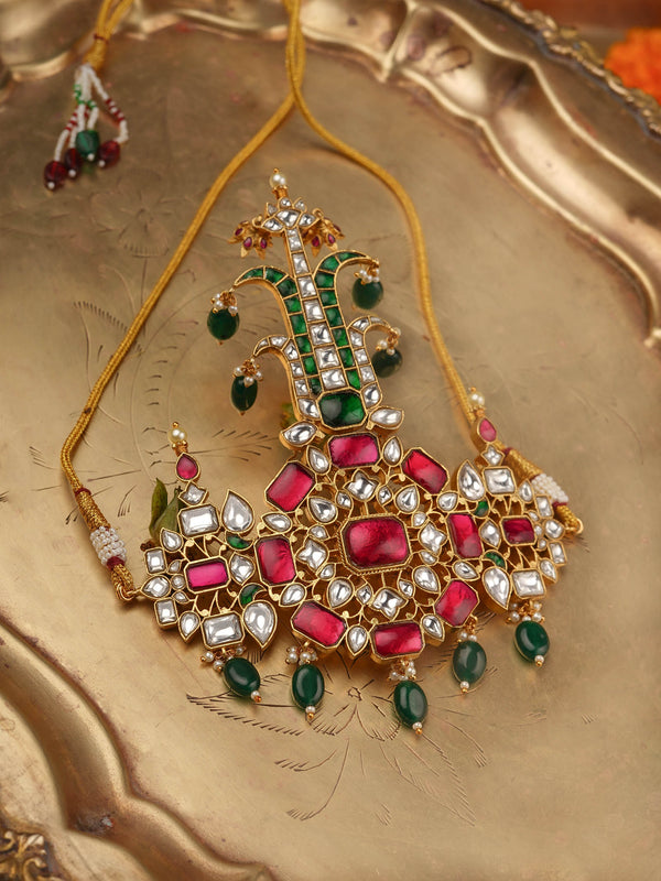 Multicolor Gold Plated Jadau Kundan Kalangi - MKLG22M