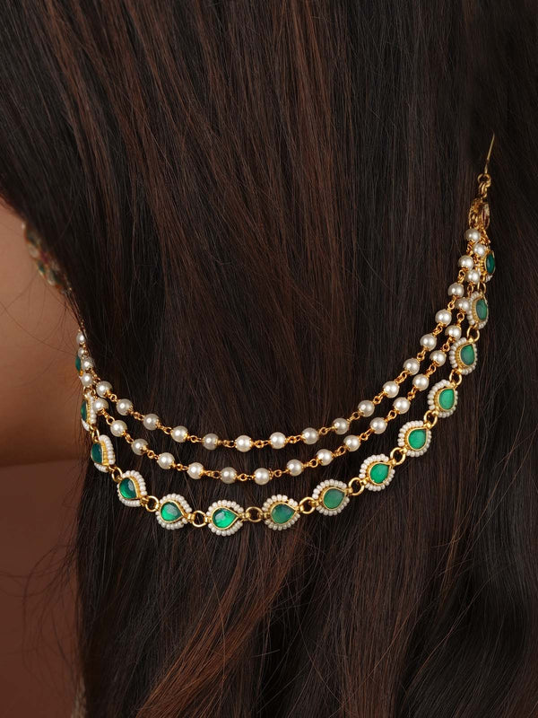 Gold Plated Jadau Kundan Earchains - MKS80