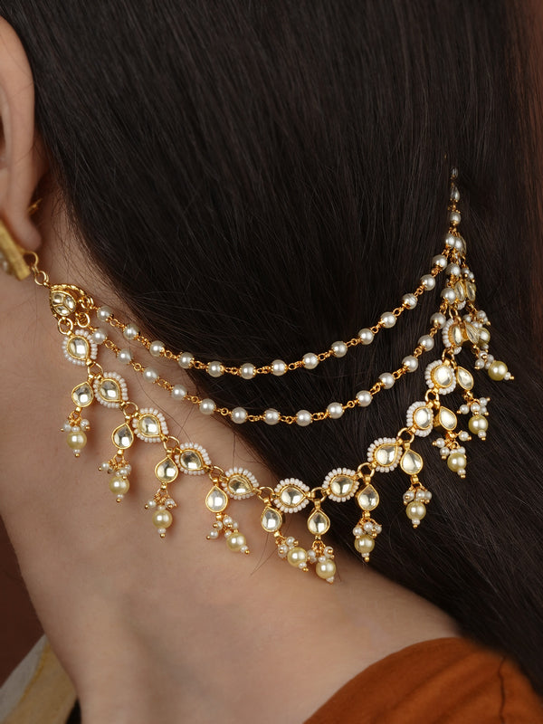 Gold Plated Jadau Kundan Earchains - MKS80