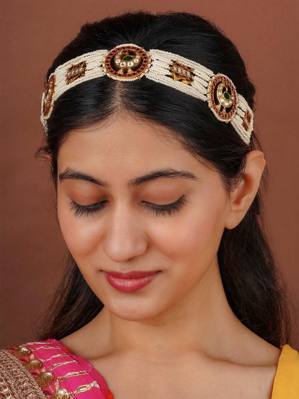 Multicolor Gold Plated Jadau Kundan Sheeshphool - MM107M