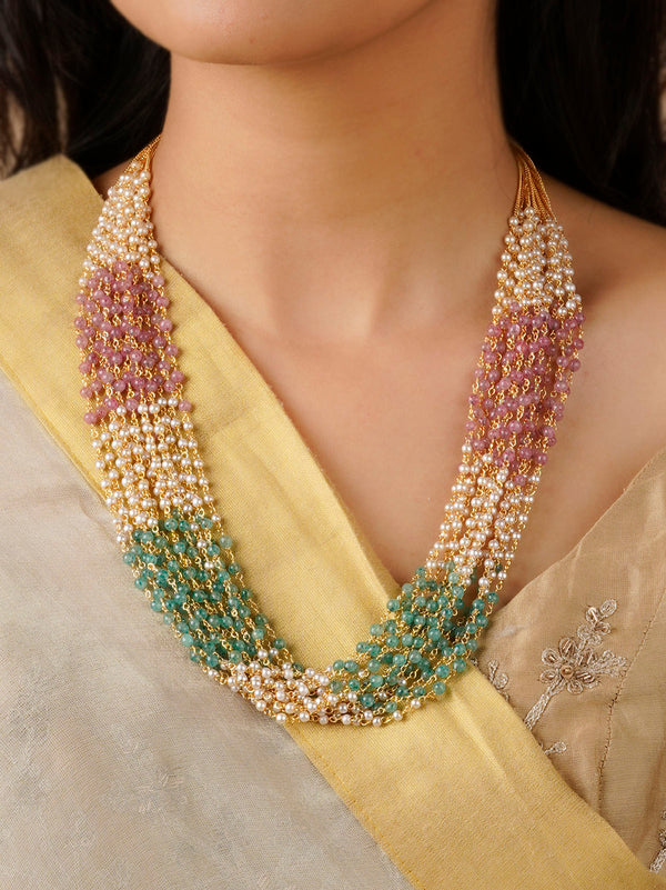 MN392 - Multicolor Gold Plated Necklace/Mala