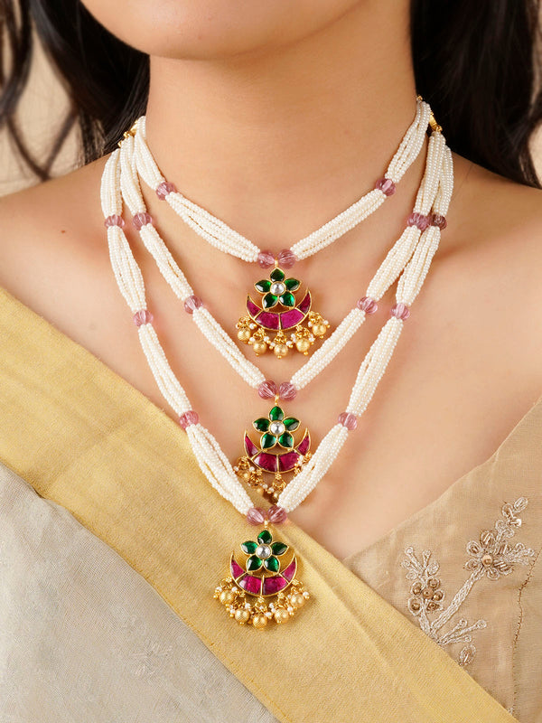 MN393M - Multicolor Gold Plated Necklace/Mala