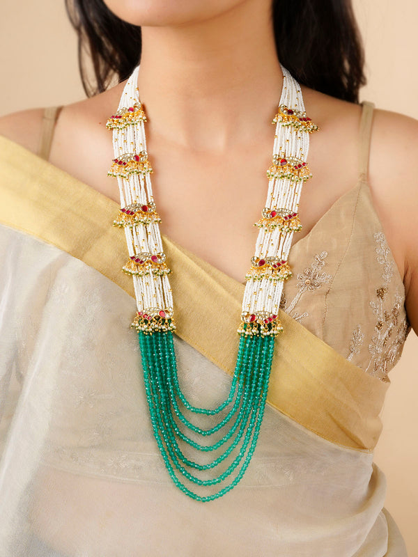 MN416YP - Multicolor Gold Plated Necklace/Mala