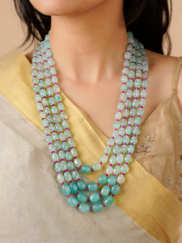 MN425 - Green Color Gold Plated Necklace/Mala