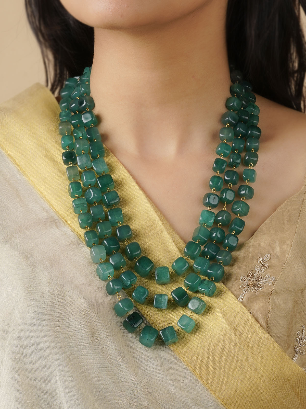 MN433GR - Green Color Necklace/Mala