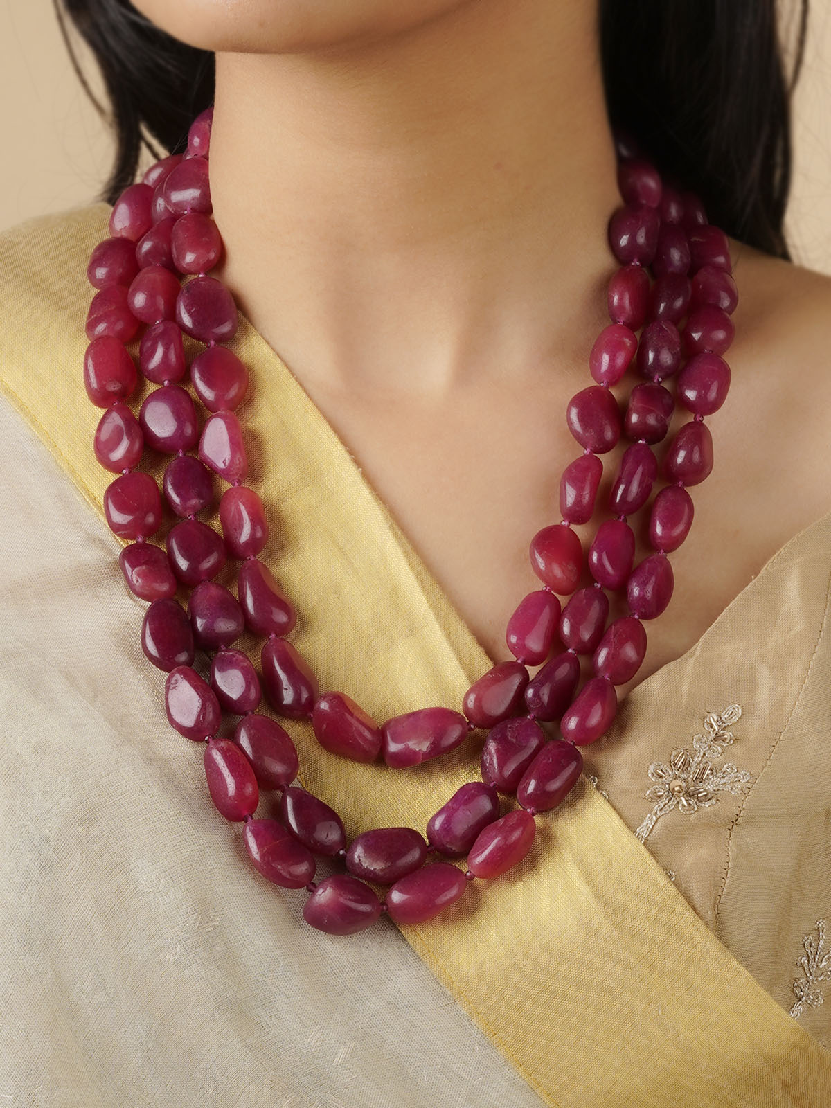 MN434P - Pink Color Necklace/Mala