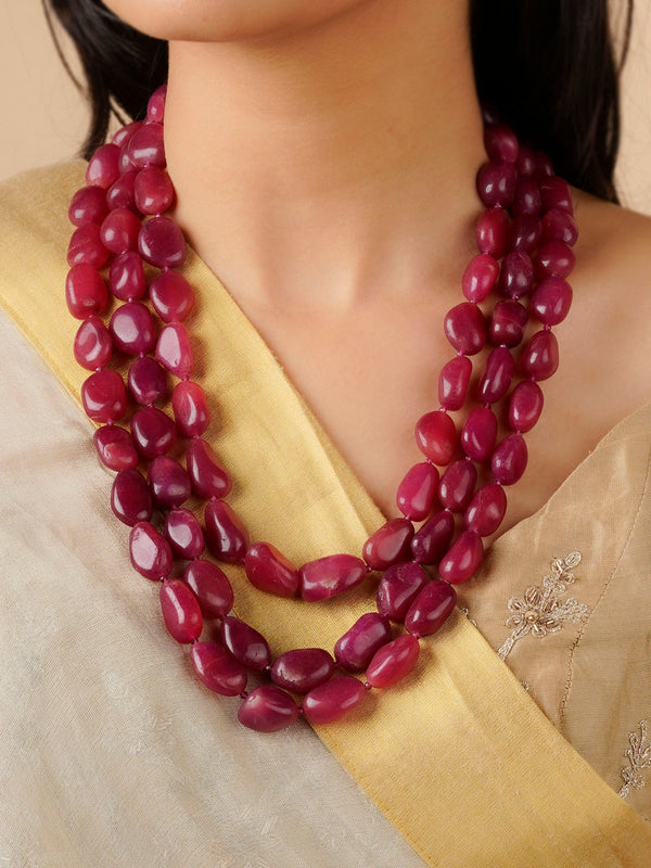 MN434P - Pink Color Gold Plated Necklace/Mala