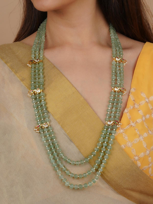 MN459M - Multicolor Gold Plated Jadau Kundan Necklace/Mala