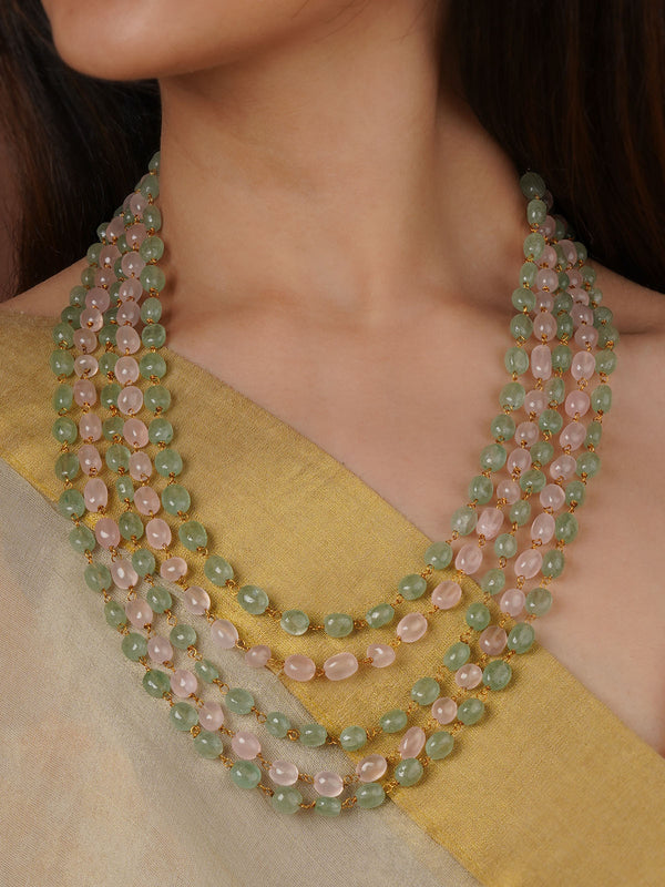 Multicolor Gold Plated Necklace/Mala - MN476